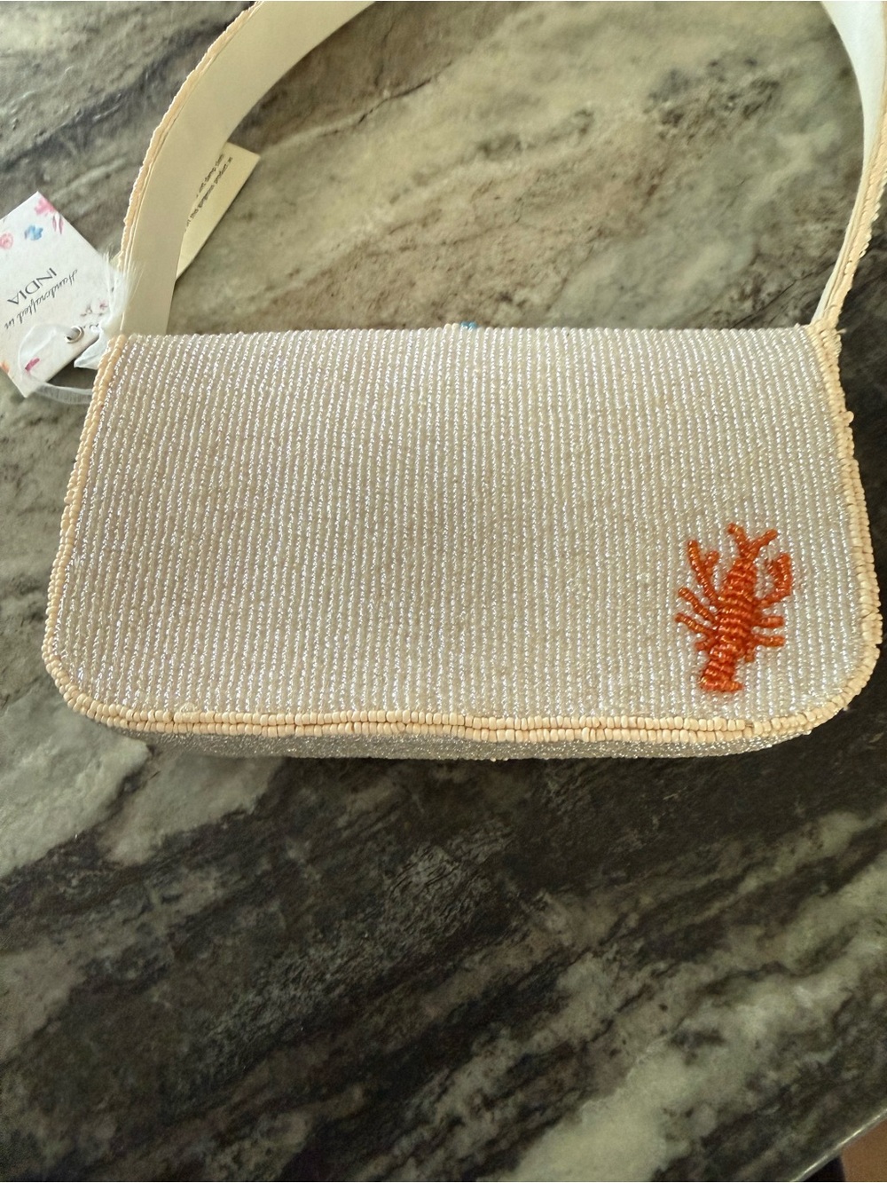 NWT Hand Beaded Lobster Buoy Shoulder Bag Coastal Nautical Lobster Purse - Picture 6 of 8